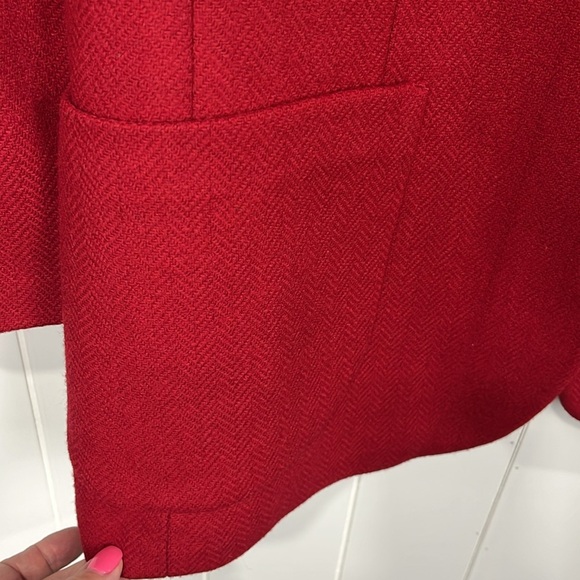 LL Bean Womens Blazer/Jacket 12R Red 70% Wool 30% Lambswool Quilted Lining EUC - Picture 4 of 13